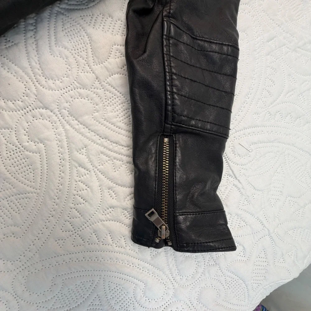 LJYH Kids Black Faux Leather Moto Biker Jacket Size 4-5 Years 110cm